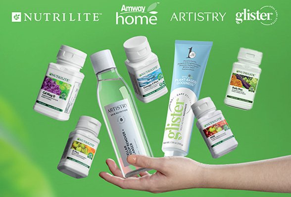 Portafolio completo de las líneas de productos premium de Amway: Nutrilite, Artistry, Glister, Satinique y Amway Home